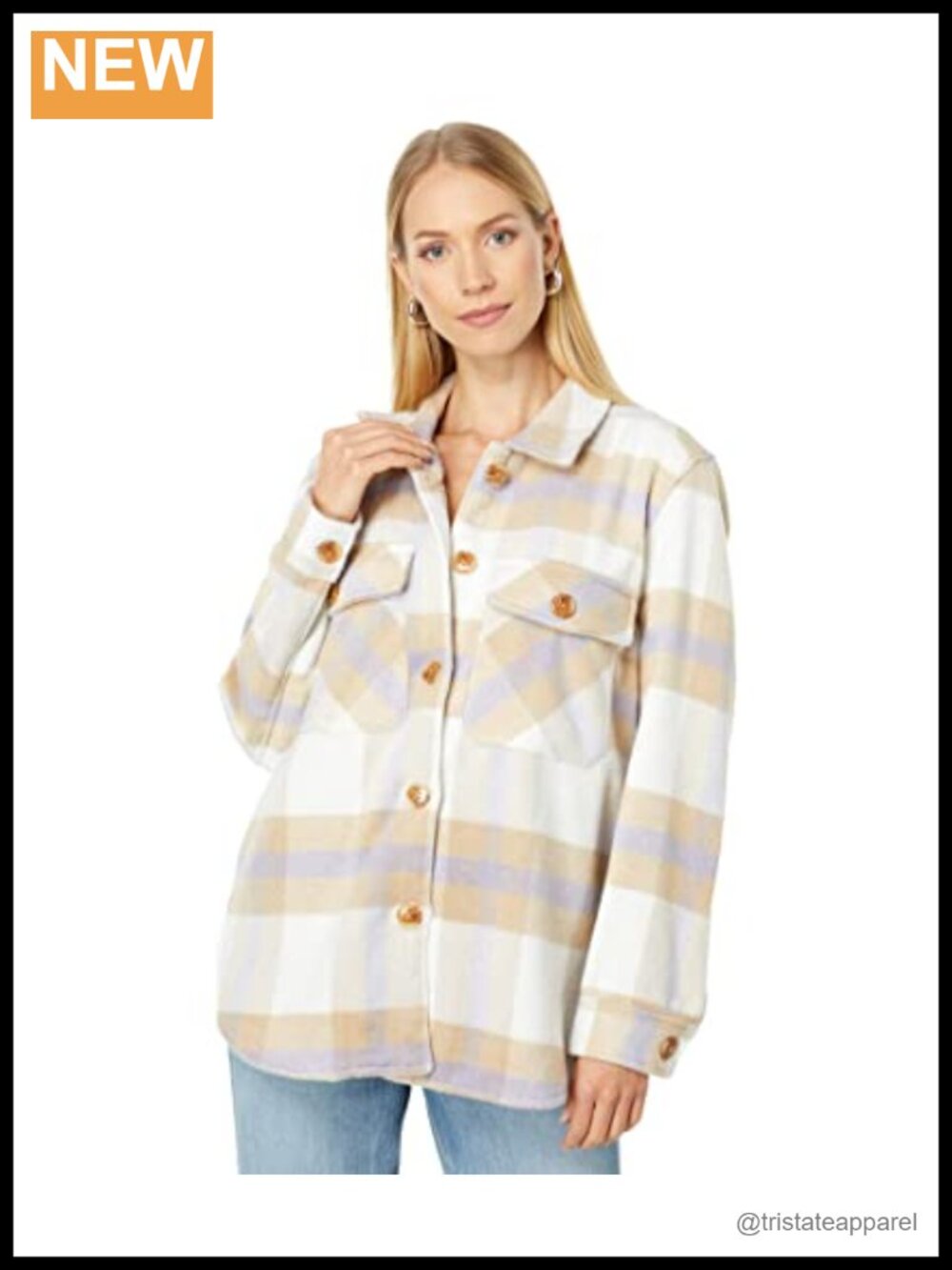 Women's Plaid Shacket Long Sleeve Button Up Casual Jacket